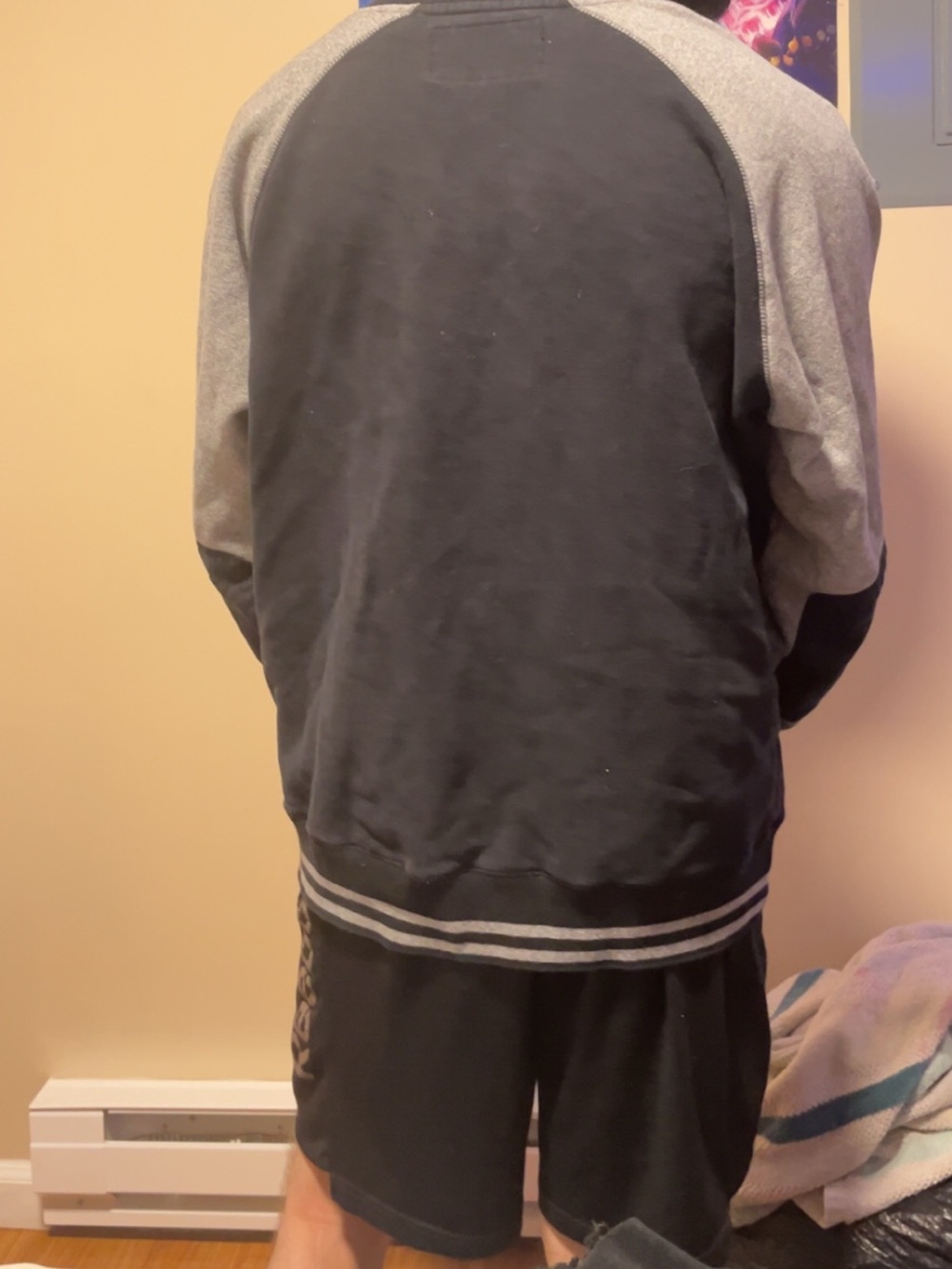 Sean John Black Bomber Jacket with Gray Raglan Sleeves